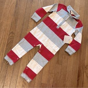 Burt’s Bees Baby One Piece Jumpsuit Organic Cotton Heather Gray/Red/White 24M